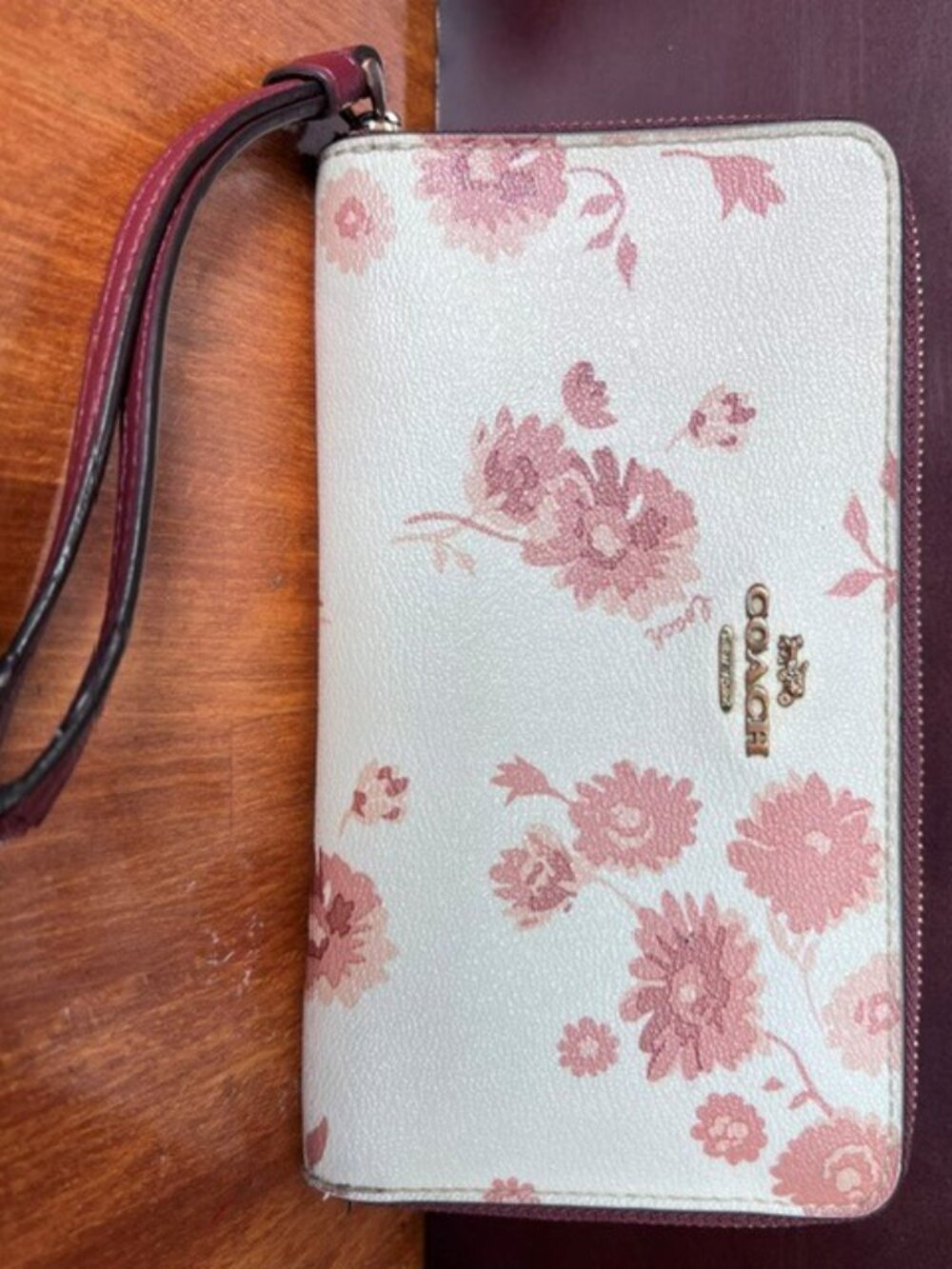 Coach White & Rose Coloured Floral Wallet